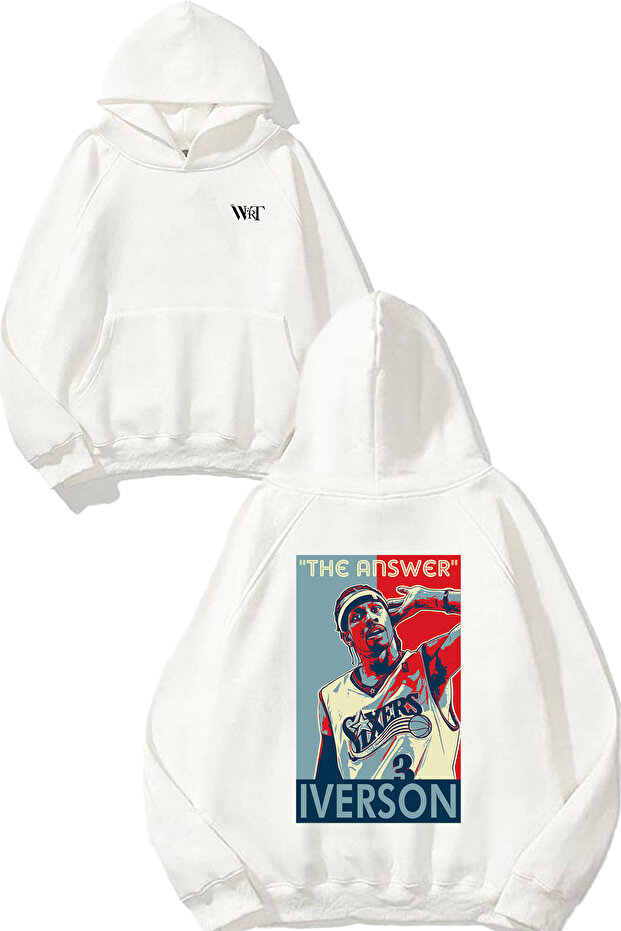 Allen Iverson 2 Design Back Printed White Hooded Sweatshirt