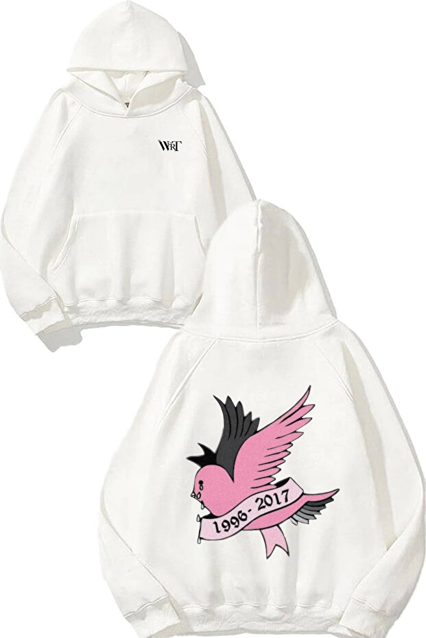 Lil Peep Crybaby Design Back Printed White Hooded Sweatshirt