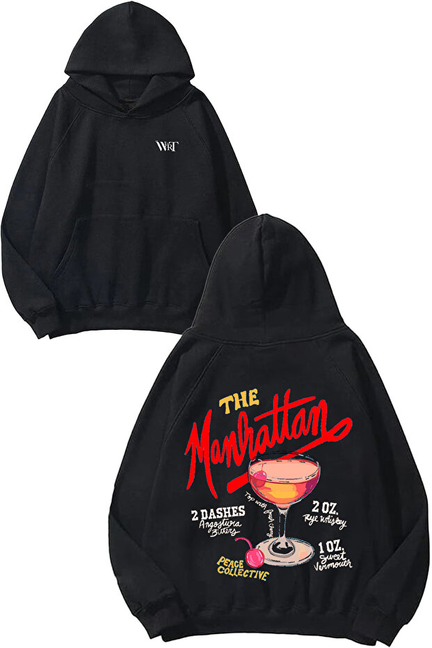 The Manhattan Design Back Printed Black Hooded Sweatshirt