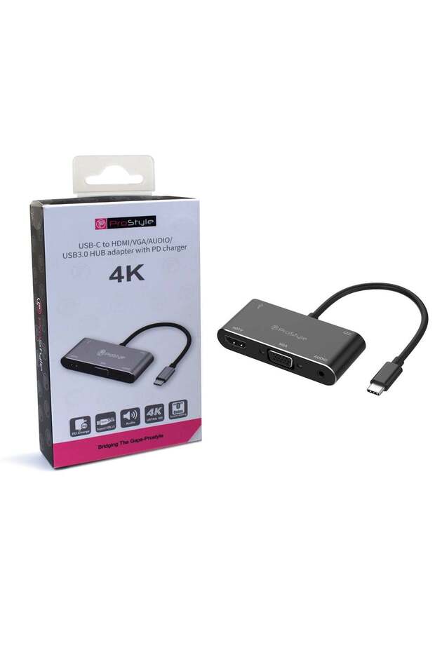 5 in 1 USB C Hub Docking Station with 4K HDMI VGA PD Charging USB Port Audio Adapter
