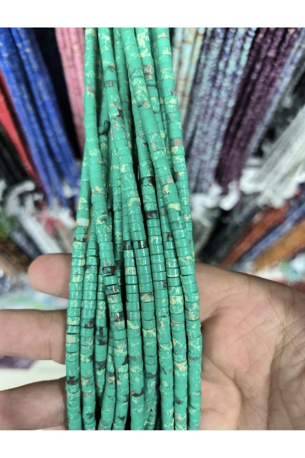 Original Natural Stone a Grade Green Variscite Cylinder 2X4 mm 1 Strand