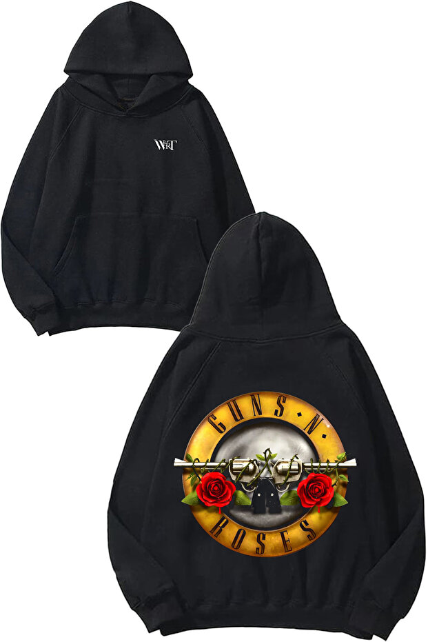 Guns N Roses Rock Music 2 Design Back Printed Black Hooded Sweatshirt