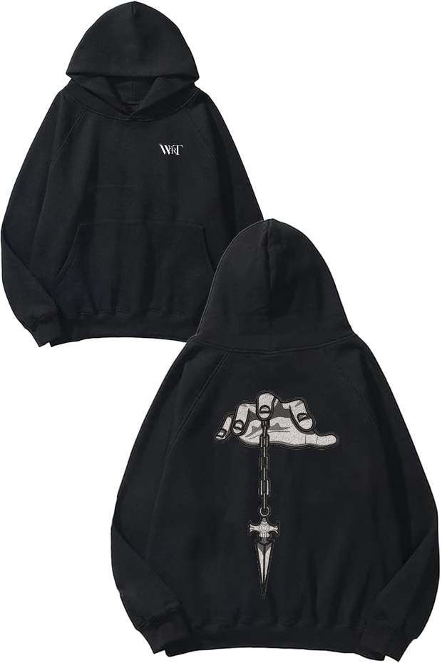 Kurapika Chain Design Back Printed Black Hooded Sweatshirt