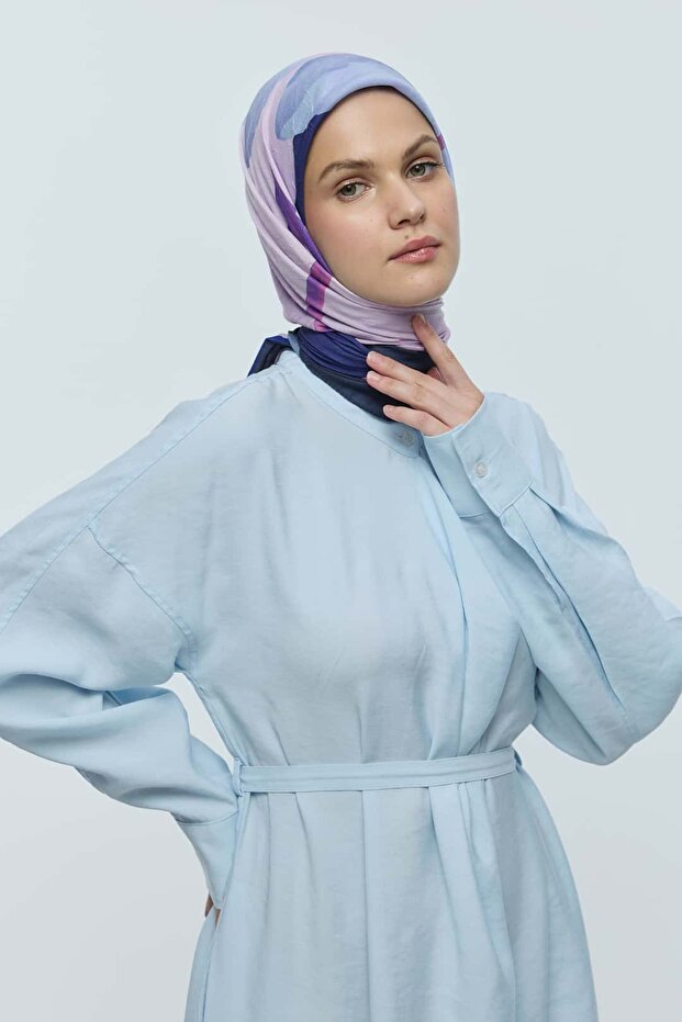 Lavendi Desen Bambu Eşarp - 2