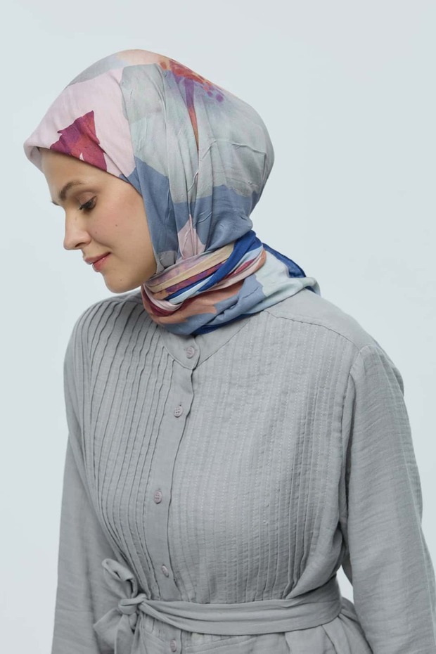 Lavendi Desen Bambu Eşarp - 3