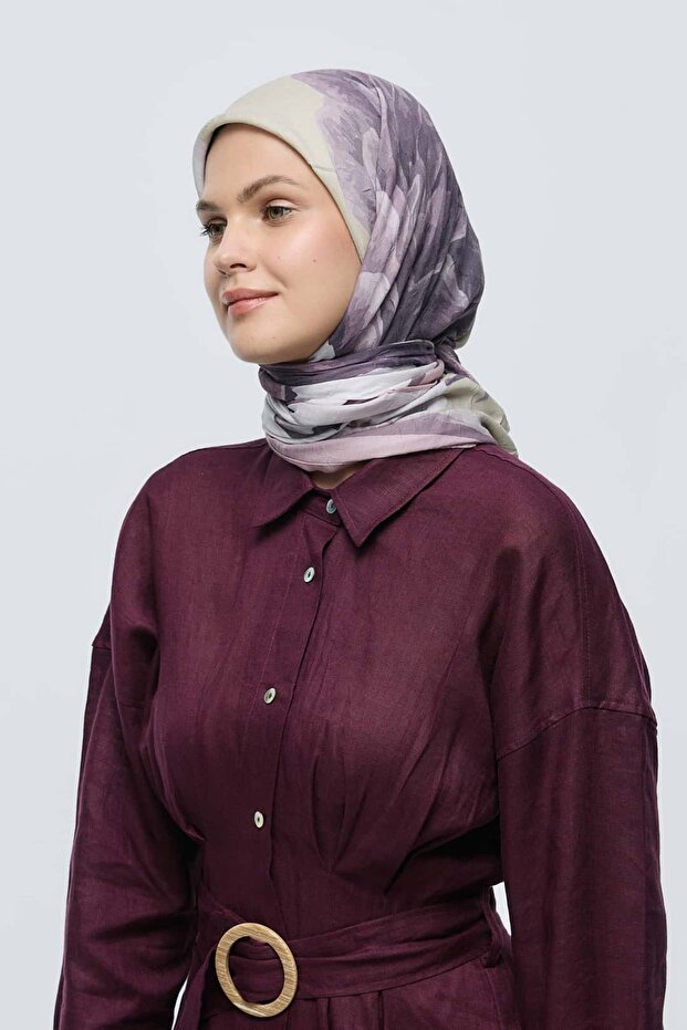 Rosa Desen Bambu Eşarp - 2