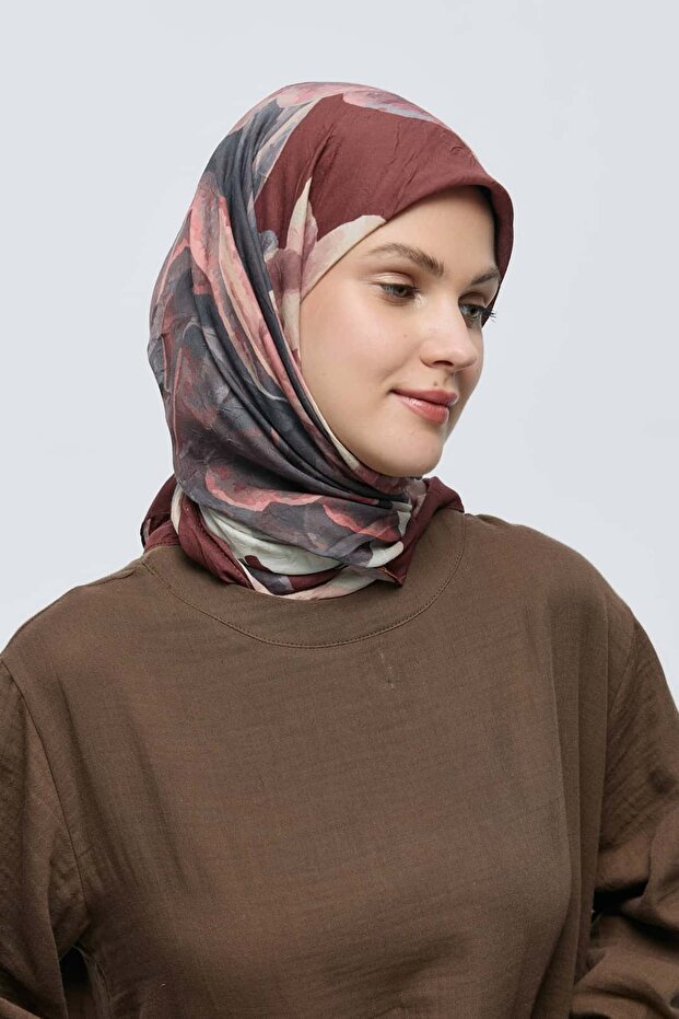 Rosa Desen Bambu Eşarp - 4