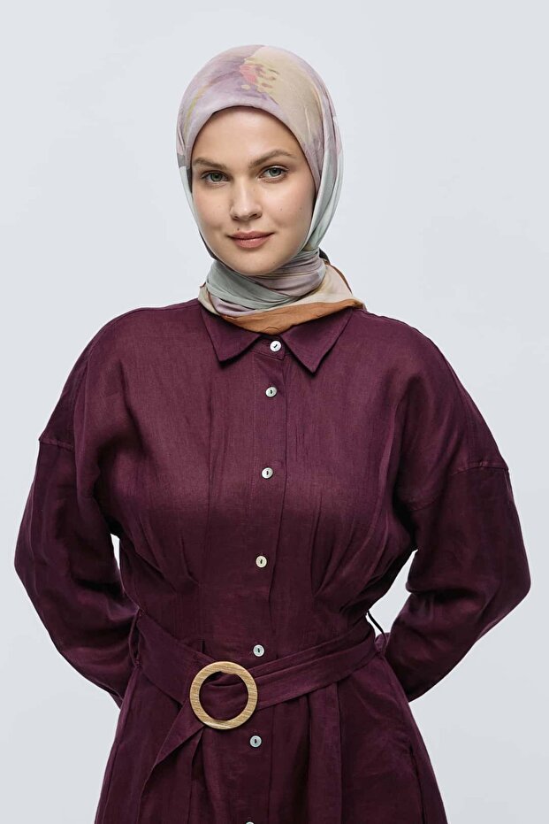 Lavendi Desen Bambu Eşarp - 1