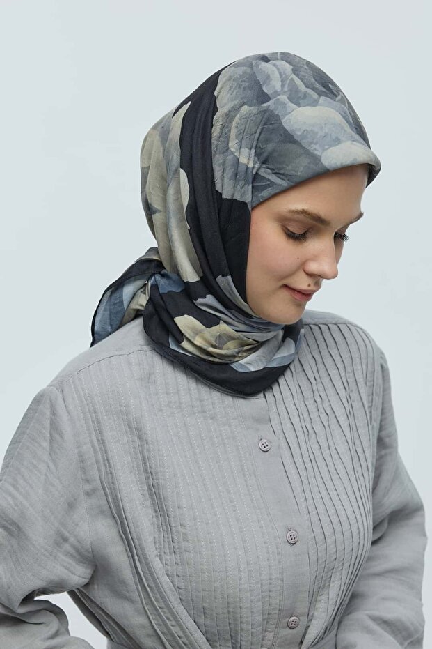 Rosa Desen Bambu Eşarp - 3