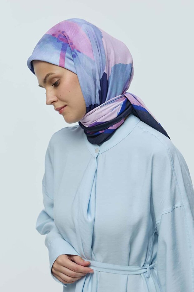 Lavendi Desen Bambu Eşarp - 3