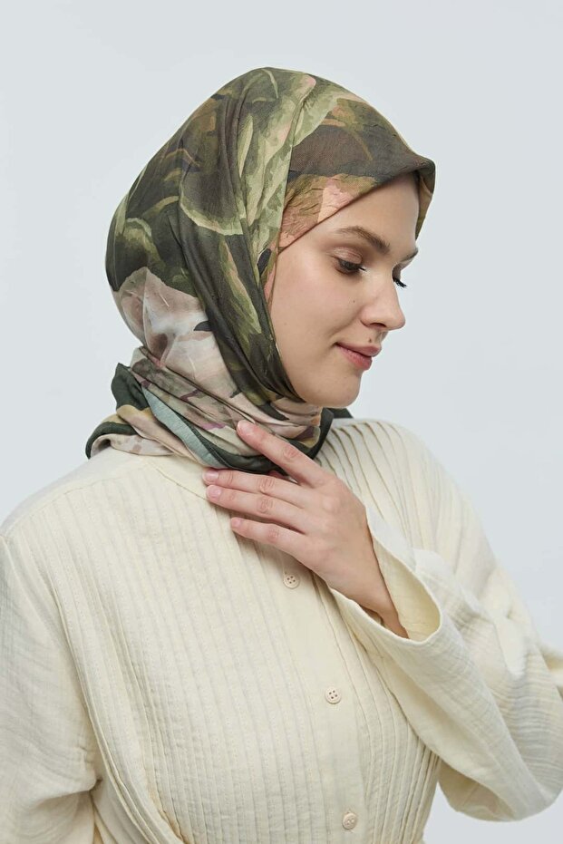 Rosa Desen Bambu Eşarp - 3