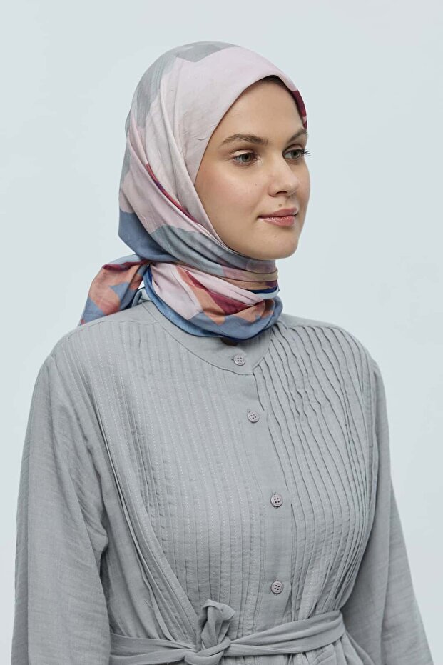 Lavendi Desen Bambu Eşarp - 2