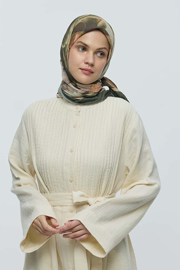 Rosa Desen Bambu Eşarp - 1