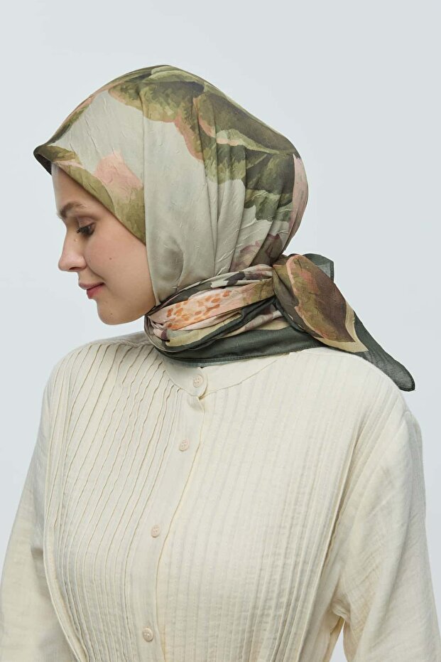 Rosa Desen Bambu Eşarp - 2