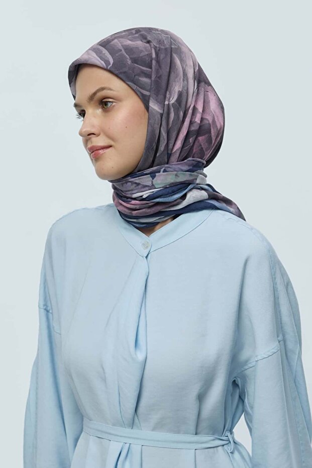 Rosa Desen Bambu Eşarp - 2