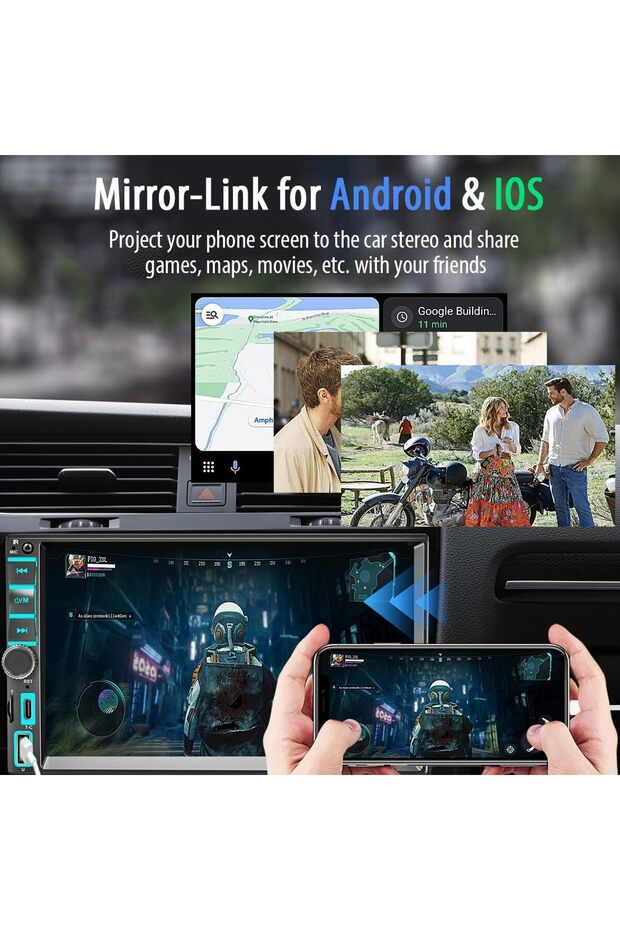 Universal Navigation 7 inch, 2 Din, Touchscreen, Carplay and Android Auto, Dash Camera with Sp - 3