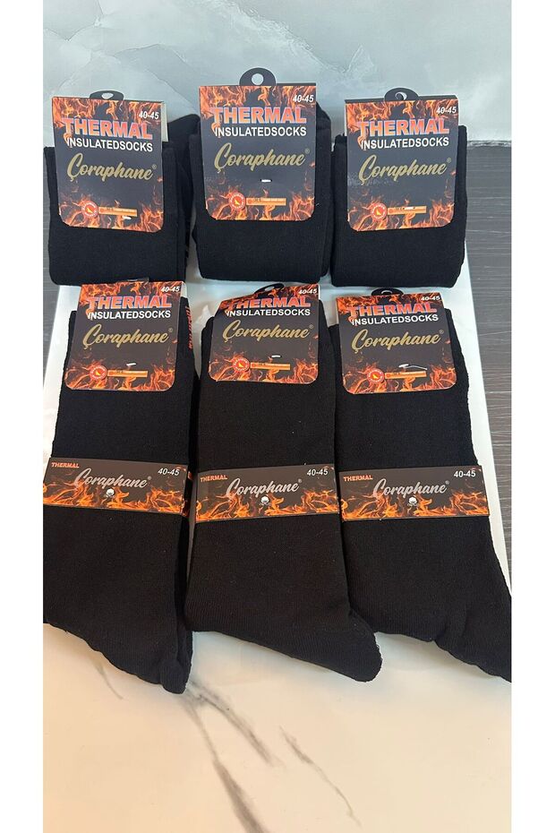 6-Piece Thermal Socks Black Long Winter Unisex Socks
