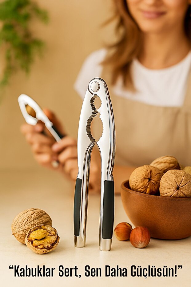 Metal Walnut Cracker – Rubber Grip Handle | Ergonomic Crusher for Nuts, Walnuts, Almonds 722177