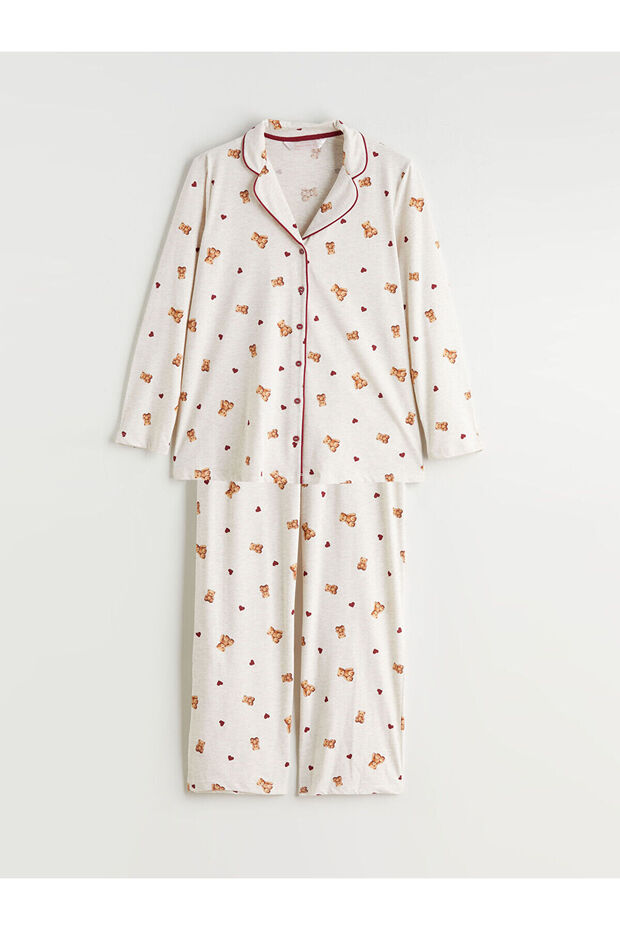 Özmarka Yeni Sezon Gömlek Yaka Hamile Pijama Takımı - 5