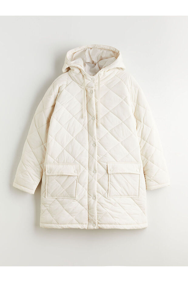 Kapüşonlu Kapitone Oversize Kadın Şişme Mont - 6