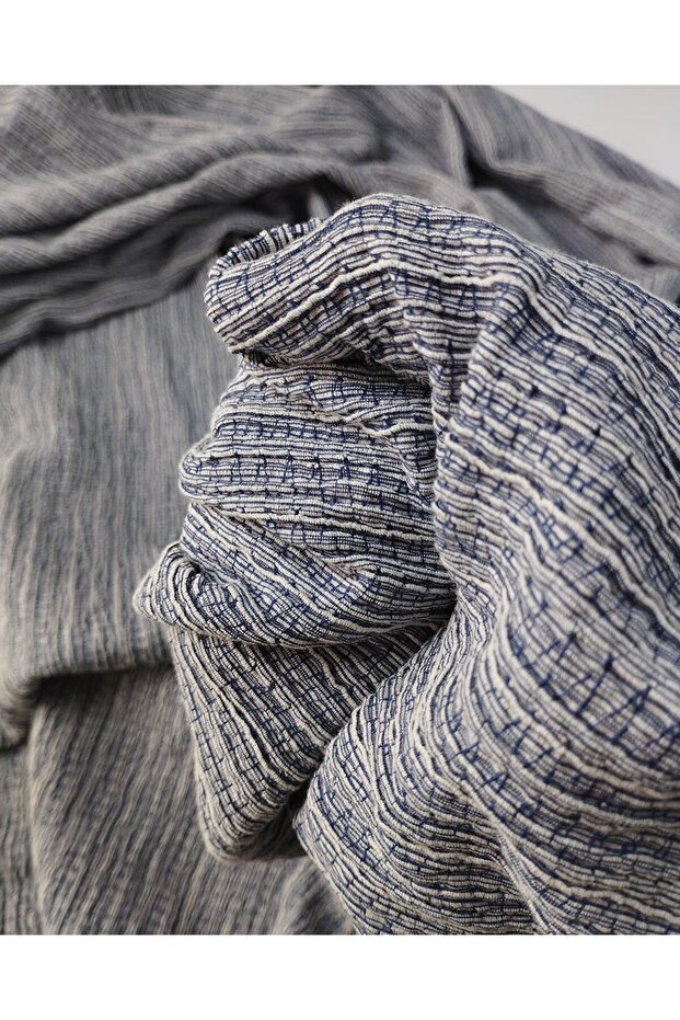 Gray Blue White Color Wrinkled Jersey Fabric (Width 150 cm X Length 250 cm)