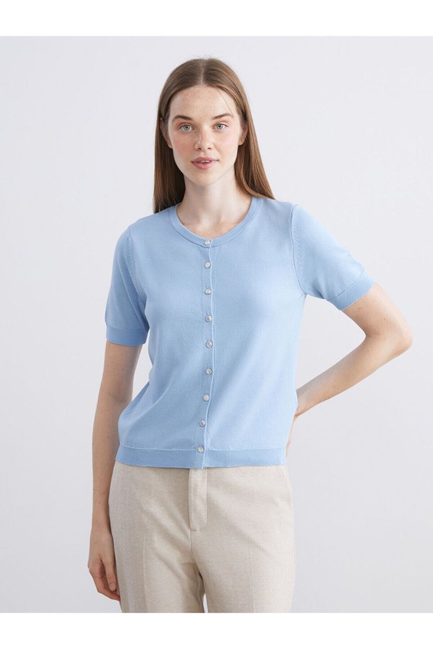 Crew Neck Women's Knitwear Cardigan