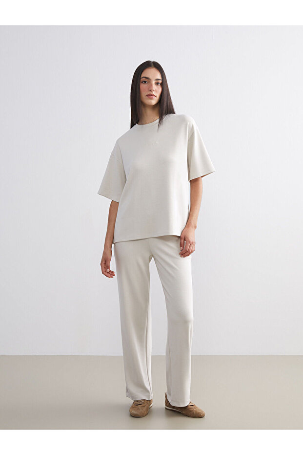 Two Mt Shop Quality Lcw Vision Gray Interlock Plain Standard & Regular Women's Sweatpants
