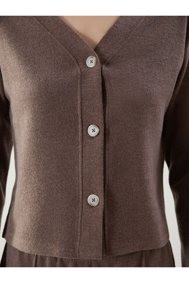 V Yaka Kadın Triko Hırka - 3