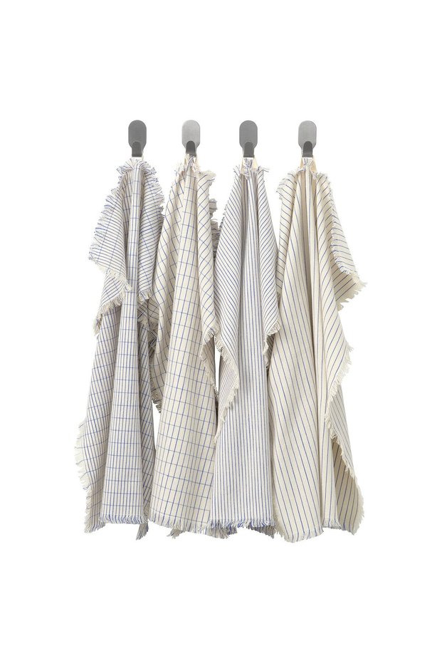 VÄLVÅRDAD Tea towel, white/blue patterned, 45 x 60 cm