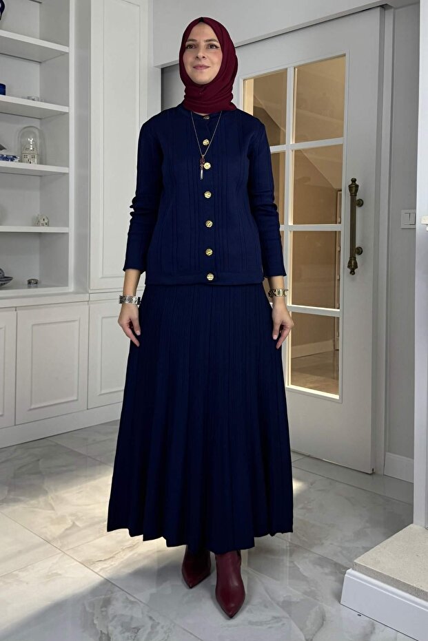 Defne Çelik Örme Triko Takım Lacivert - 6