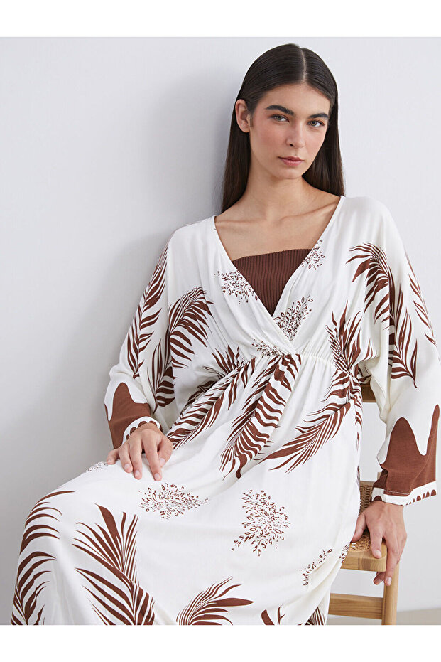 فستان LCW Modest بأزرار على الجهتين ذو ياقة منقوشة