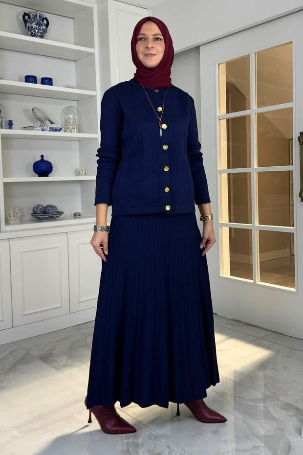 Defne Çelik Örme Triko Takım Lacivert - 5