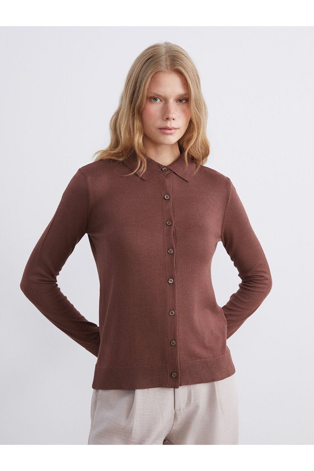 Özmarka New Season Polo Neck Women's Knitwear Cardigan