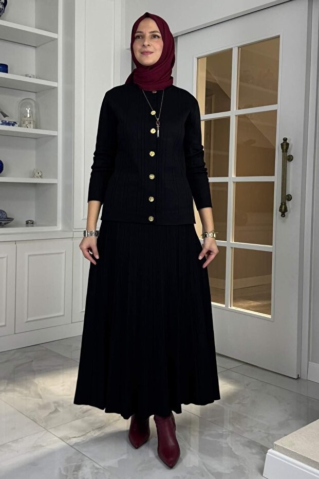 Defne Çelik Örme Triko Takım Siyah - 6