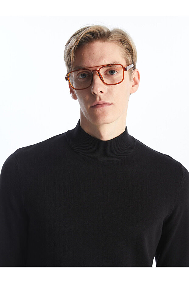 Black Half Turtleneck Men's Knitwear Sweater