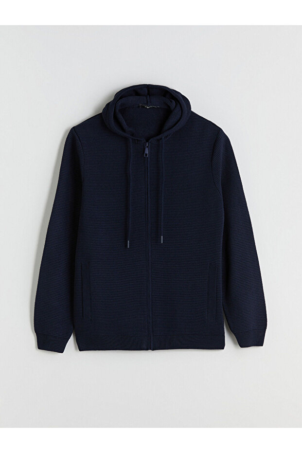 Peak Yeni Sezon Kapüşonlu Uzun Kollu Erkek Triko Hırka - 5