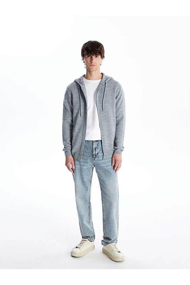 Peak Yeni Sezon Kapüşonlu Uzun Kollu Erkek Triko Hırka - 6