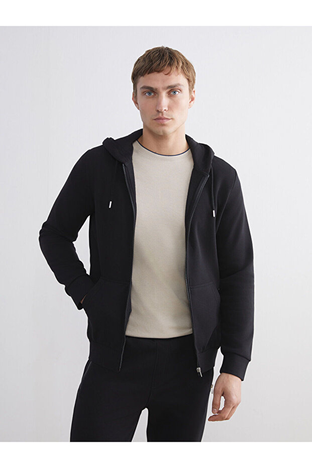 Özmarka New Season Hooded Long Sleeve Men's Zippered Sweatshirt