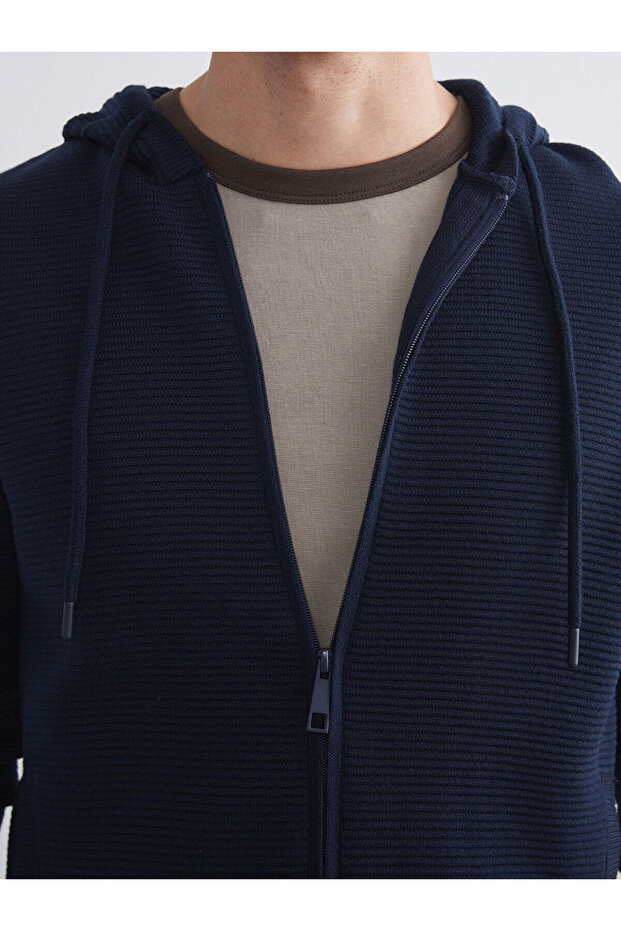 Peak Yeni Sezon Kapüşonlu Uzun Kollu Erkek Triko Hırka - 3