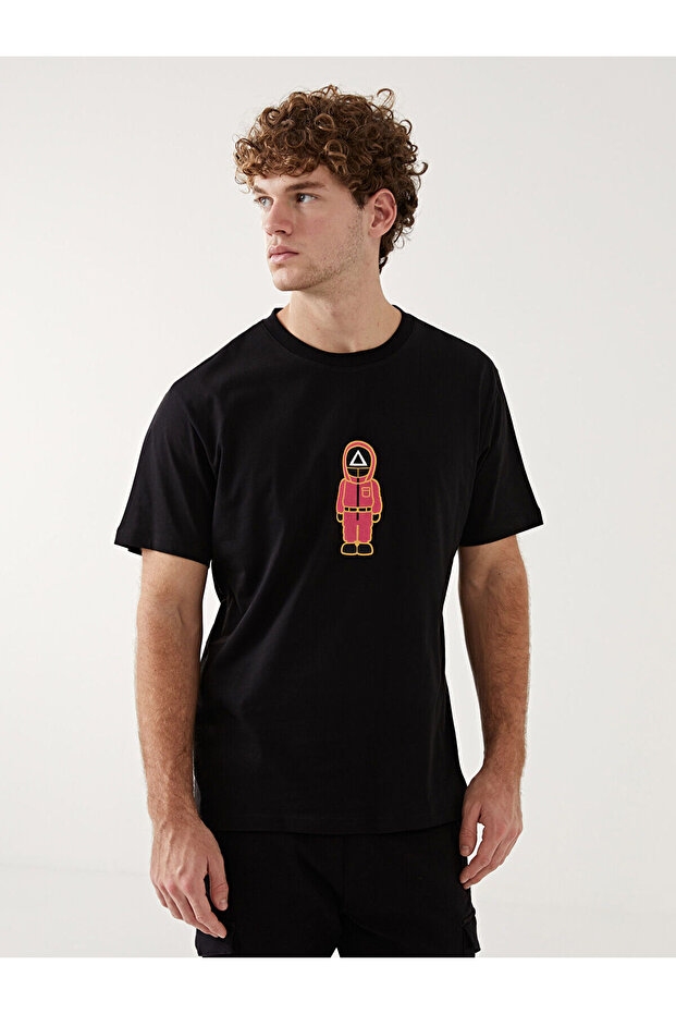 Crew Neck Short Sleeve Squid Game Printed Combed Cotton Men's T-Shirt
