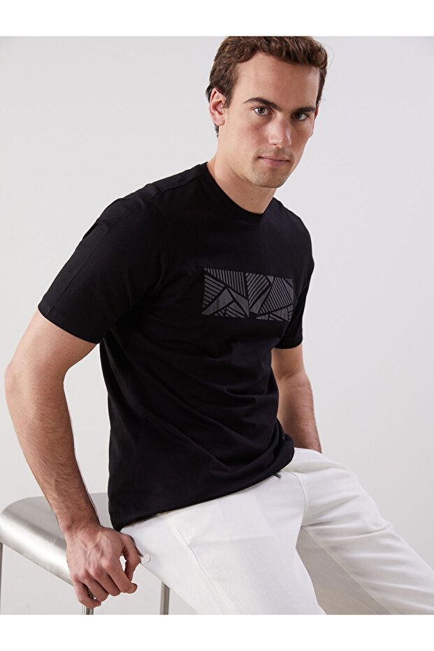 Crew Neck Printed Combed Cotton Men's T-Shirt