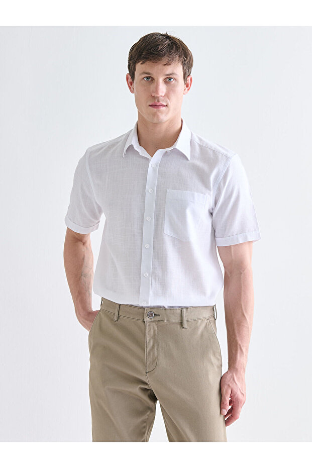 Regular Fit Short Sleeve Dobby Men's Shirt