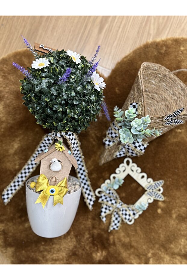 Kapı Önü Top Şimşir Ağacı Kapı Sepeti Prizlik 3lü Set - 2