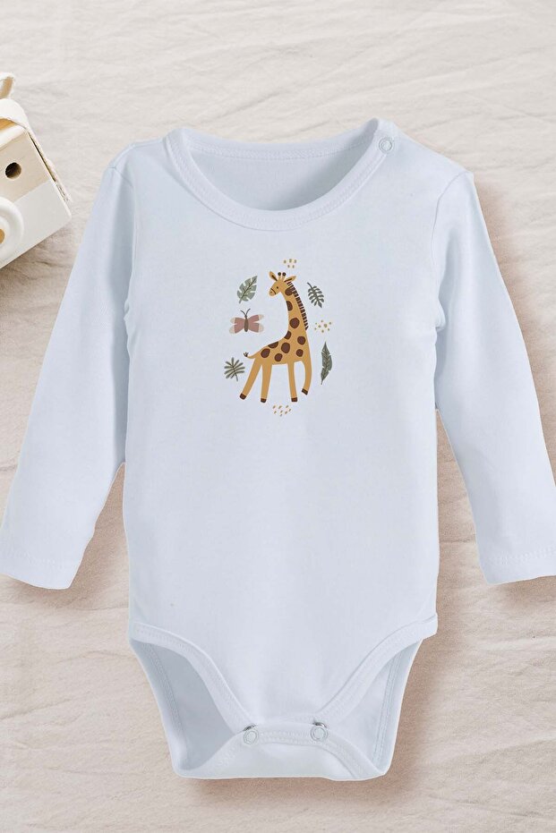 100% Cotton Organic Cute Giraffe Design Baby Bodysuit