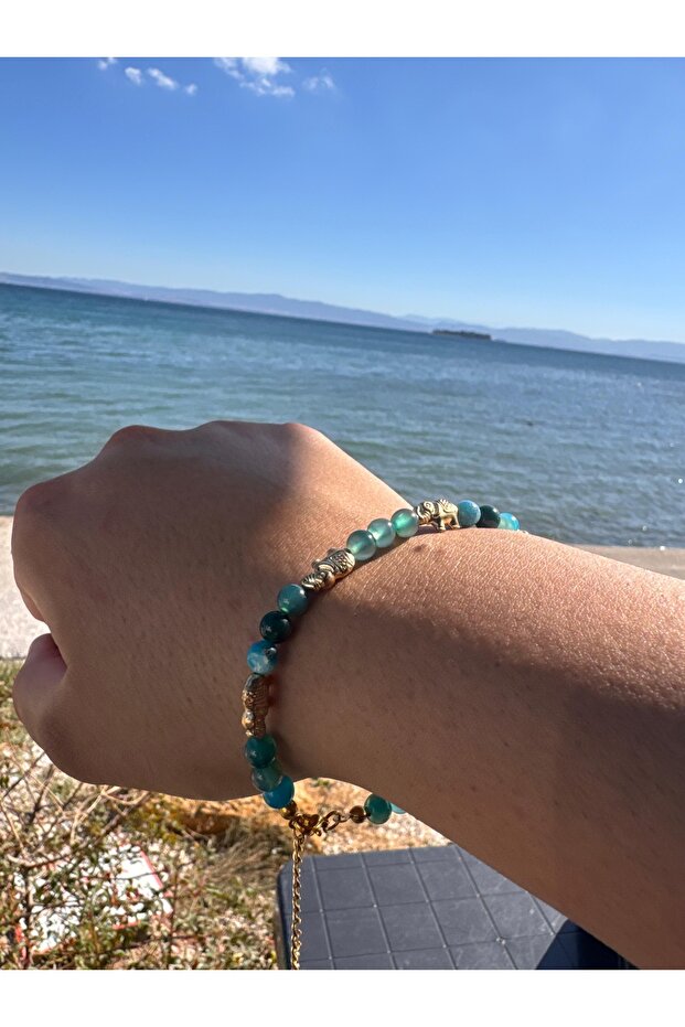 Hematite Stone Bracelet with Elephant Detail