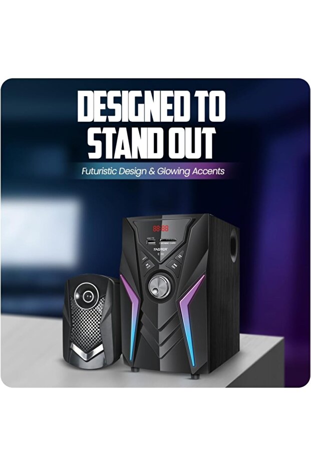 Theater Wave E30 2.1 Channel Wired Speaker System- 45W Subwoofer with 2 Speakers, Bluetooth 5