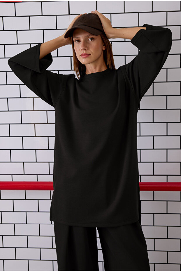 Modal Basic Uzun Sweat Siyah - 1