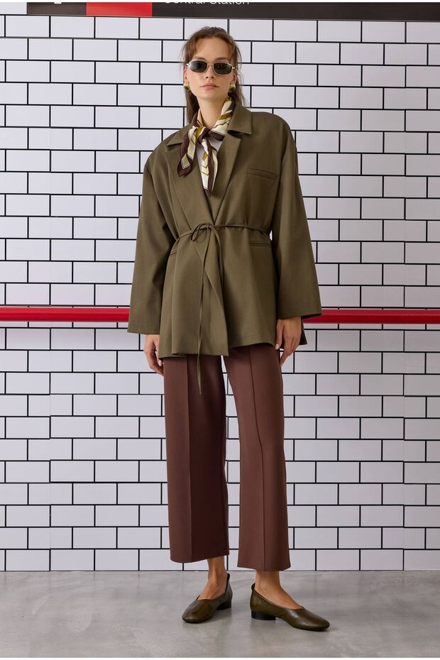 Ribbed Midi Pants Bitter Brown - 4