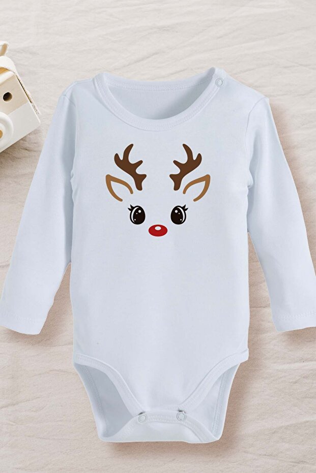 100% Cotton Organic Cute Christmas Deer Design Baby Bodysuit (10849)