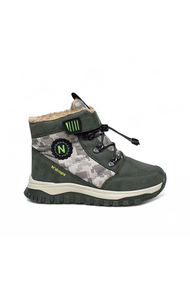 Durable, Orthopedic, Furry, Velcro Strap, Khaki-Beige Boys' Boots Shoes